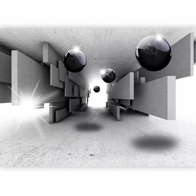 Wall Murals with 3D optical illusion - gray geometric tunnel, 65679 G-ART