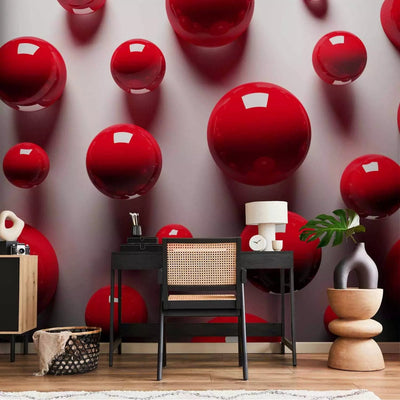 Modern Wall Murals with 3D optical illusion - Red balls - 91933 G-ART