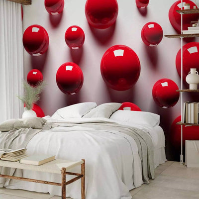 Modern Wall Murals with 3D optical illusion - Red balls - 91933 G-ART