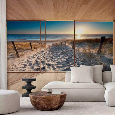 Wall Murals - View from the window - landscape with beach and 3D effect, 93111 G-ART