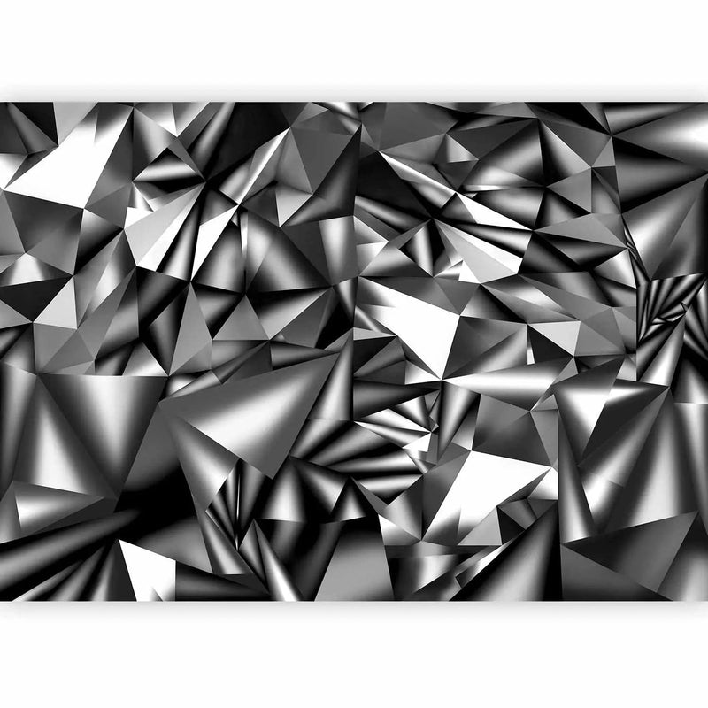 Dark Wall Murals with 3D optical illusion - Silver geometry - 93042G-ART