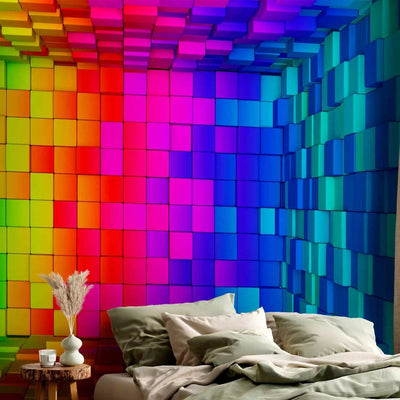 Wall Murals with 3D optical illusion - Rainbow cube - 88775G-ART