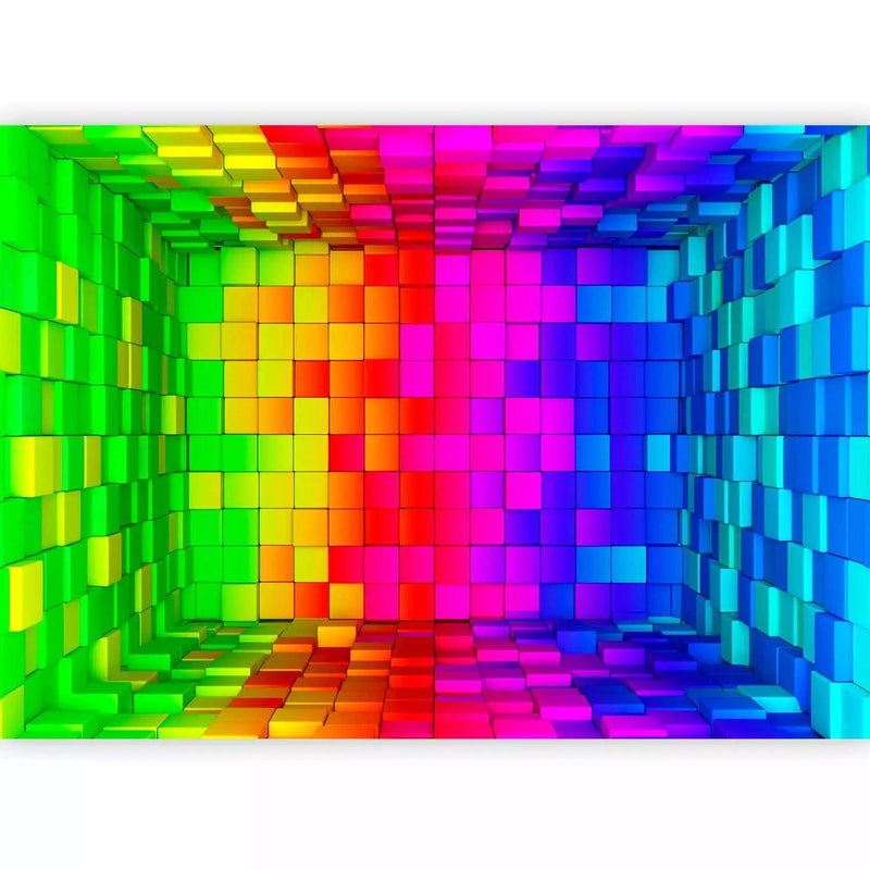 Fototapetes ar 3D optisku ilūziju - Varavīksnes kubs - 88775  G-ART