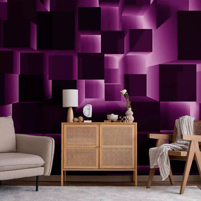 Wall Murals with 3D optical illusion in purple color - Victory - 91372G-ART