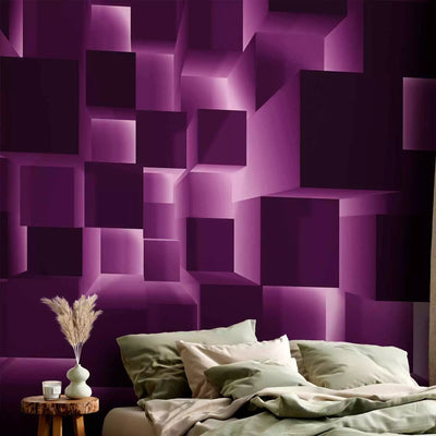 Wall Murals with 3D optical illusion in purple color - Victory - 91372G-ART