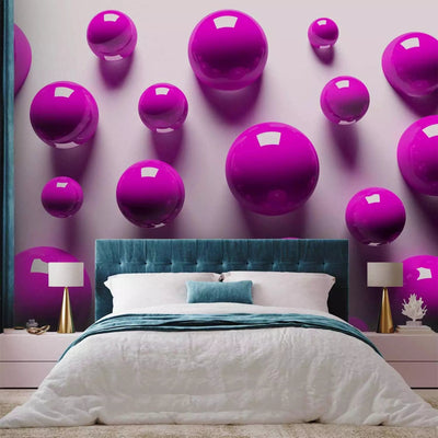 Wall Murals with 3D optical illusion - Violet balls - 91935G-ART