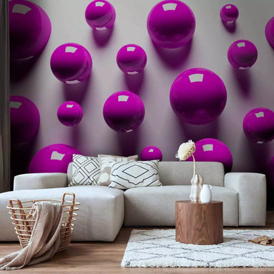 Wall Murals with 3D optical illusion - Violet balls - 91935G-ART