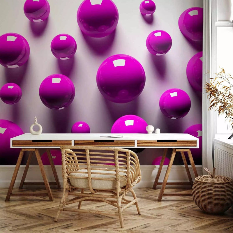 Wall Murals with 3D optical illusion - Violet balls - 91935G-ART