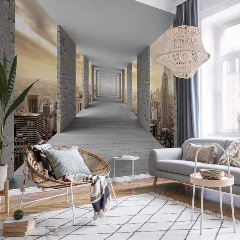 Wall Murals with a long corridor above New York skyscrapers, 64472 G-art