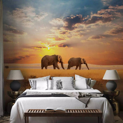 Wall Murals with African elephants in the vastness of the savannah - buy G-ART