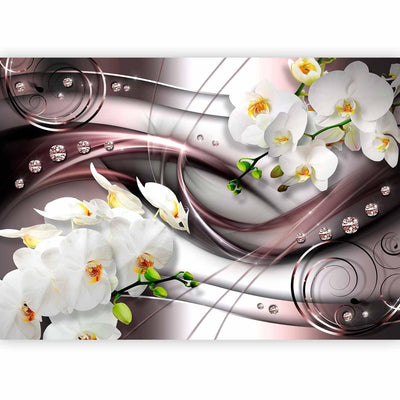 Фотообои с белыми орхидеями на абстрактном коричневом фоне - 60106 g -art