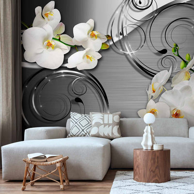 Фотообои с белыми орхидеями на серебряном фоне - Hope 2, 59715 g -art