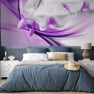 Wall Murals with white orchids on a purple background, 61863 g-art