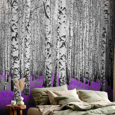 Фотообои с березами - Абстрактный лесной пейзаж - Фиолетовый лес, 60531 G-ART