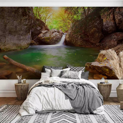 Wall Murals with a stream and a waterfall in a mysterious forest, 60007 G-ART