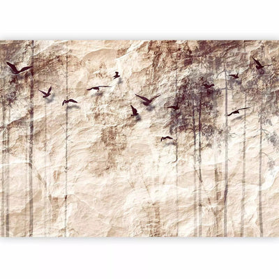 Wall Murals with nature and birds on a beige background - Paper nature, 64116 G-ART