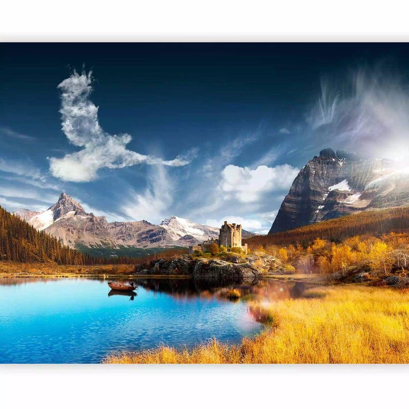 Wall Murals with nature and high mountains above the lake under the sky, 60586 G-ART