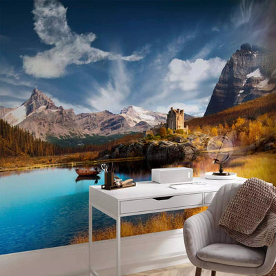 Wall Murals with nature and high mountains above the lake under the sky, 60586 G-ART