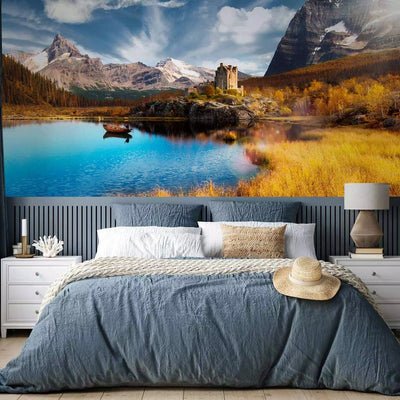 Wall Murals with nature and high mountains above the lake under the sky, 60586 G-ART