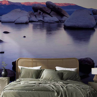 Wall Murals with large rocks in the middle of the lake at sunset, nature and water G-ART