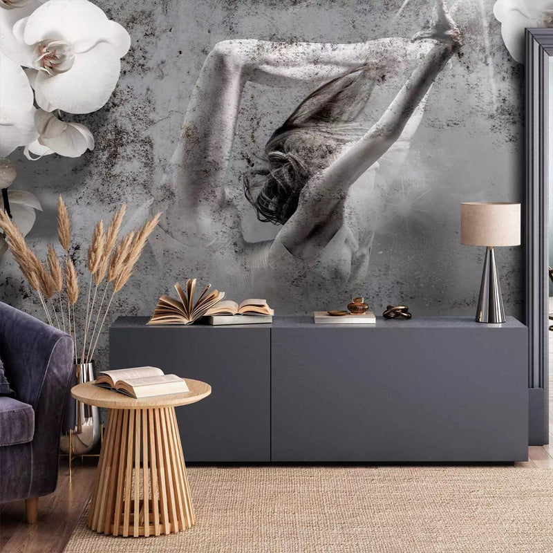 Wall Murals - Dancing figure - silhouette of a woman surrounded by flowers G-ART