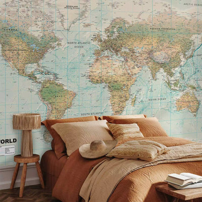 Wall Murals for the children's room with a geopolitical world map - 94305 G-ART