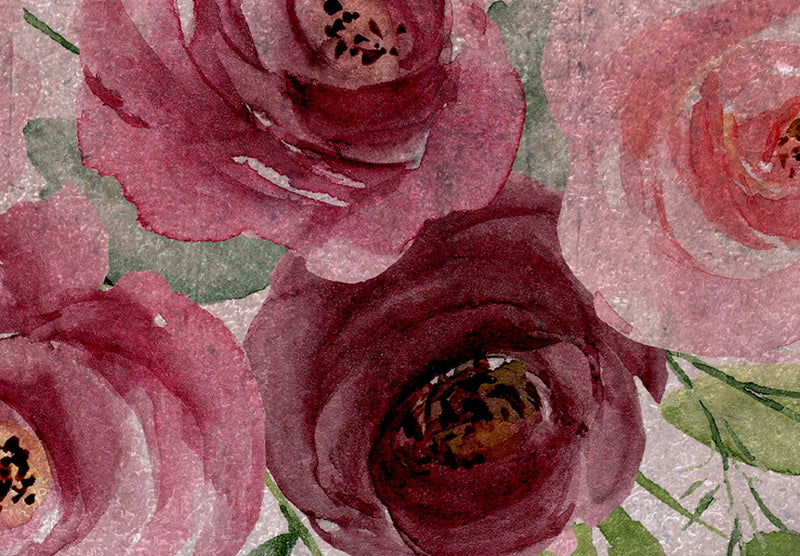 Fototapetes ar gleznotam rozēm, roza un zilos toņos - 143103 G-ART