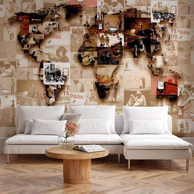 Wall Murals with graffiti - Banksy world map - 92595G-ART