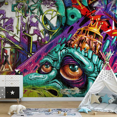 Wall Murals - colorful graffiti in purple with a goblin figure, 92256 G-ART