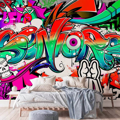 Adolescent Wall Murals with graffiti and inscriptions, 64601g-art