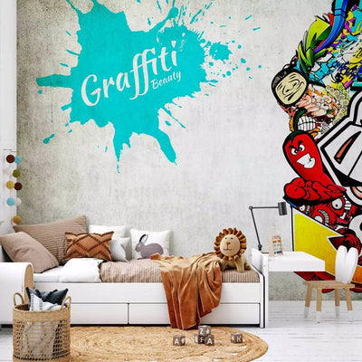 Graffiti Wall Murals - Street art drawing with coloured face, 60559 G-ART