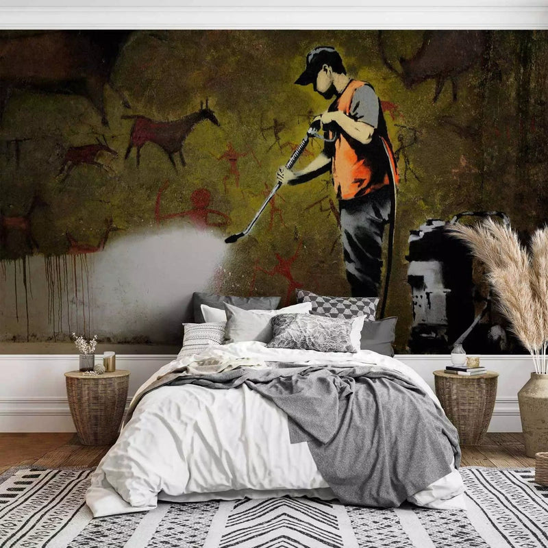 Valokuvatapetti graffitilla Banksy-tyyliin - Cave -62300 G-ART