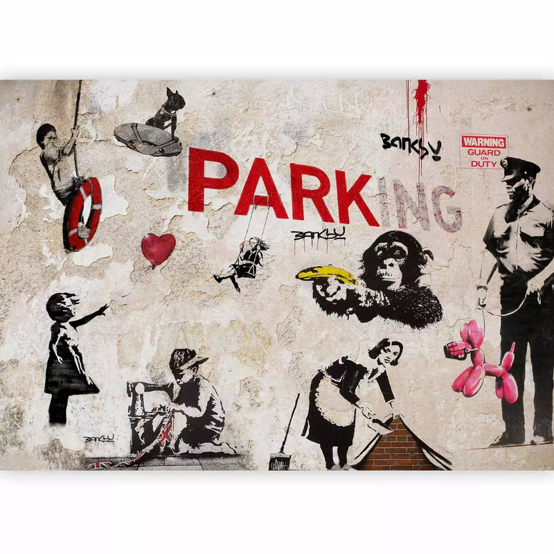 Fototapetai su grafičiais Banksy stiliumi - smėlio ir raudonos spalvos, 65709 G-ART