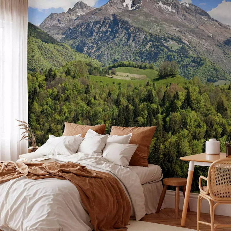 Wall Murals - landscape with high mountains among green hills G-ART