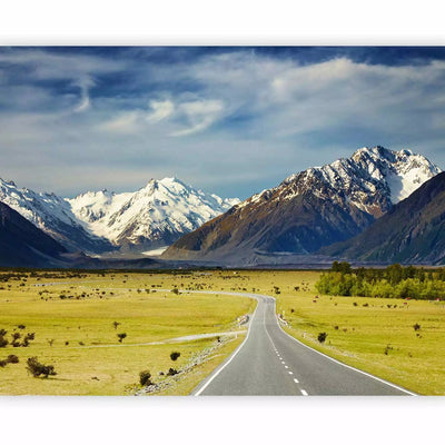 Wall Murals with mountains - landscape with road, mountains and blue sky G-ART