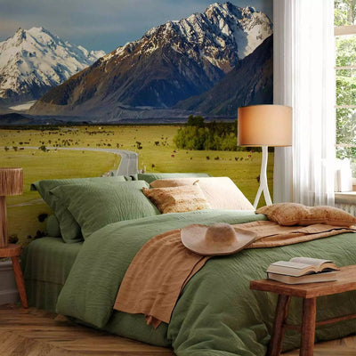 Wall Murals with mountains - landscape with road, mountains and blue sky G-ART