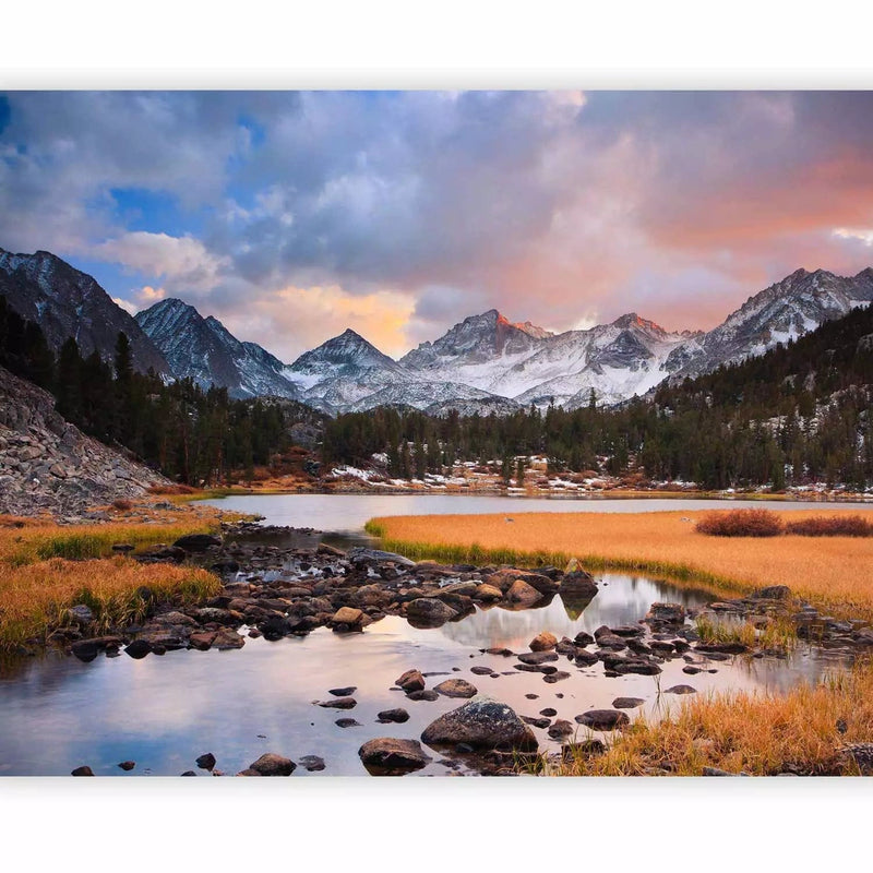 Wall Murals with mountains, lake and forest, 59992 - for living room G-ART