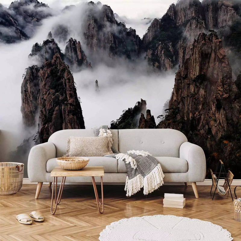 Wall Murals with Sea of Clouds in the Huangshan Mountains in China - in the interior G-ART