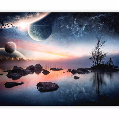 Wall Murals with cosmic views from a distant planet. Dark purple.G-ART