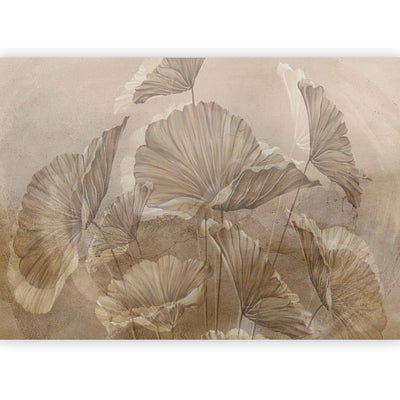 Wall Murals For bedroom with leaves in vintage style - beige leaves, 142701 G -art