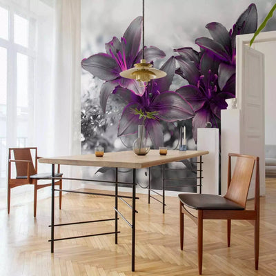 Photo wallpapers with lilies in grey/purple - The secret of the lily G-ART