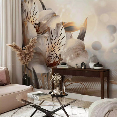 Romantic Wall Murals with lily of the valley in champagne - Premium Class G-ART