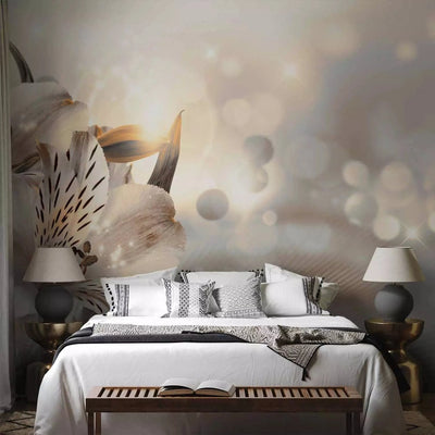 Romantic Wall Murals with lily of the valley in champagne - Premium Class G-ART