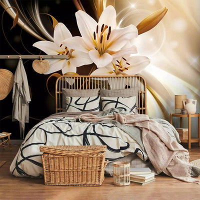 Wall Murals with lilies on an elegant background - Play of Light - 64483 G-ART