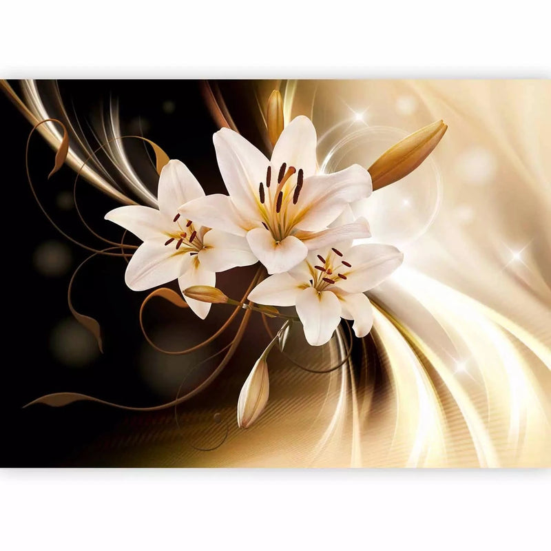 Wall Murals with lilies on an elegant background - Play of Light - 64483 G-ART