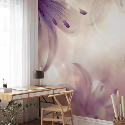 Wall Murals with lilies in purple shades - Ballad of Love G-ART