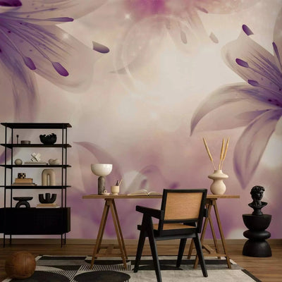 Wall Murals with lilies in purple shades - Ballad of Love G-ART