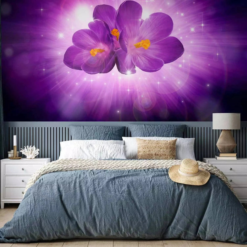 Wall Murals with magical flowers in dark purple color - 97331G-ART