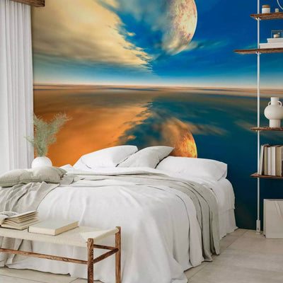 Wall Murals with the big Moon in blue tones - Long Road, 60599 G-ART