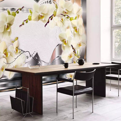 Wall Murals - White orchids and metal ornaments, 60796g-art